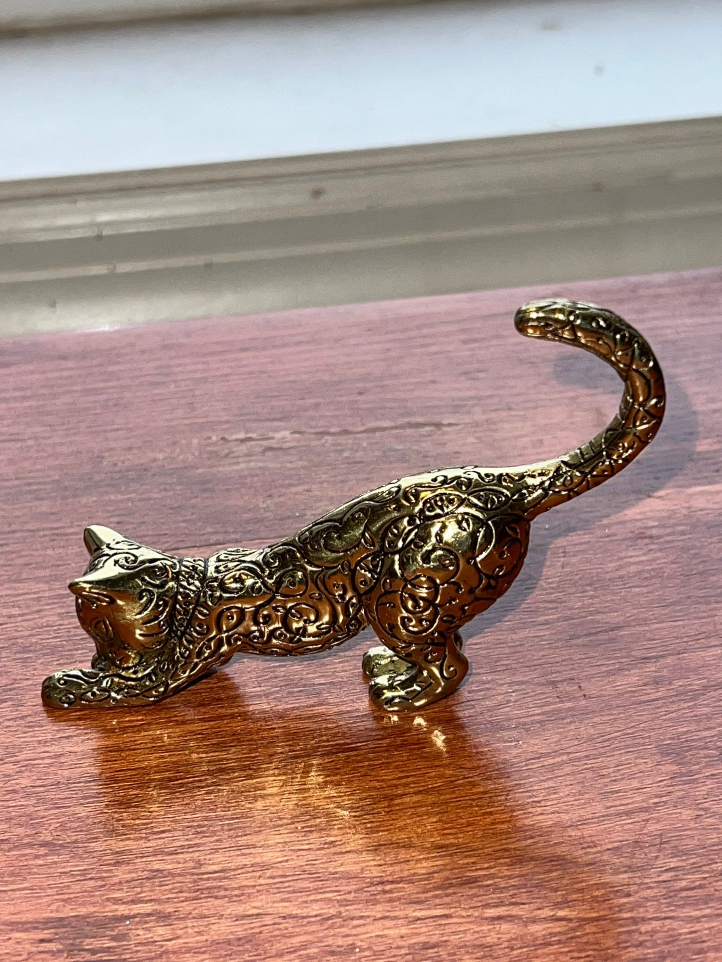 Vintage Brass Leopard Cat Figurine 1986 TFM The Franklin Mint Cats, Lover Antiques and Vintage