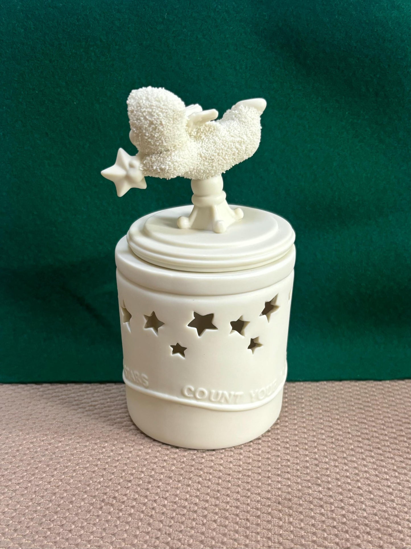 Vintage Department 56 Snowbabies "Count Your Lucky Stars" Candle Jar with Lid