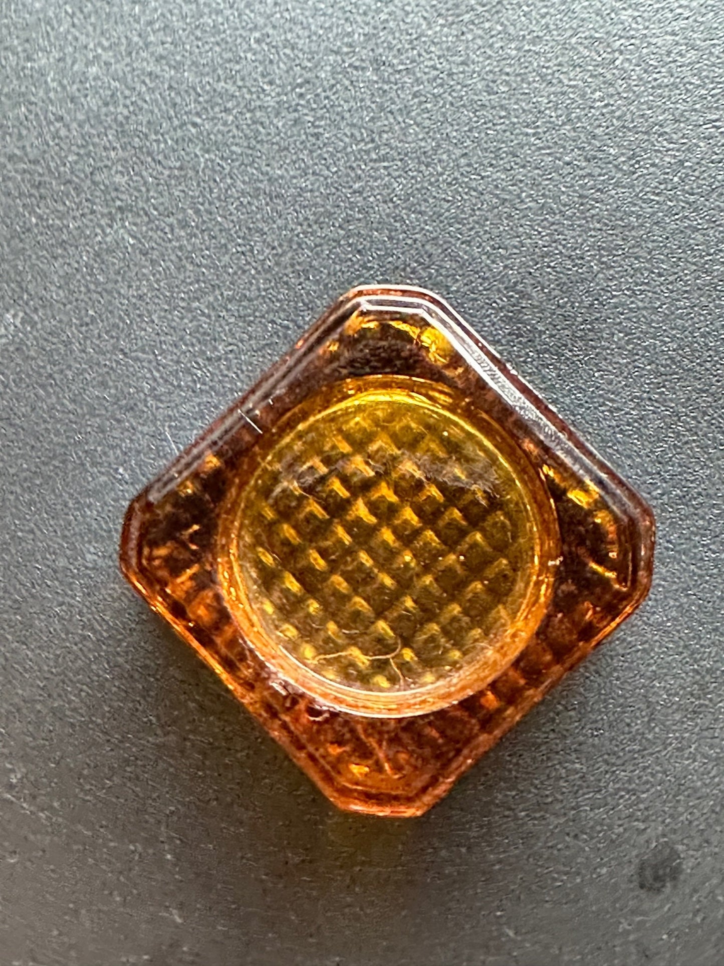Vintage Amber Cut Glass Square Dish: Toothpick Holder, Sugar Dish