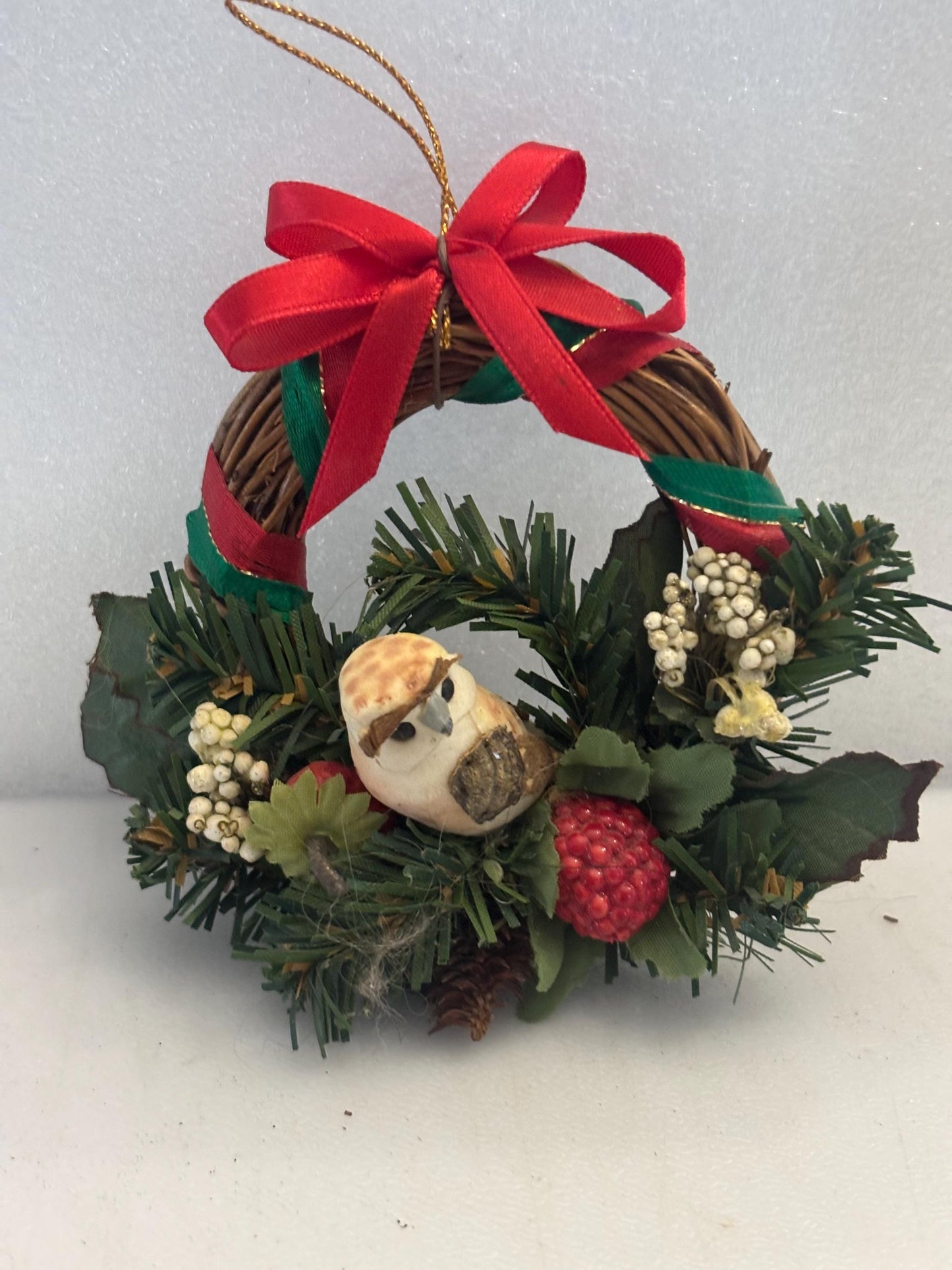 Vintage Wreath with Owl on a Perch Lover Antiques and Vintage