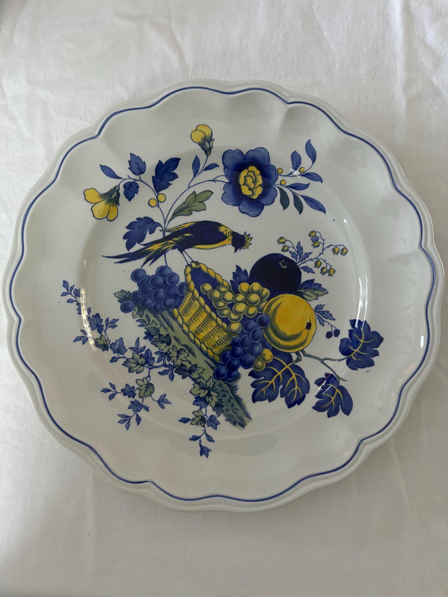 Antique Spode Copeland Blue Bird Dinner Plate: Marlborough Shape, England