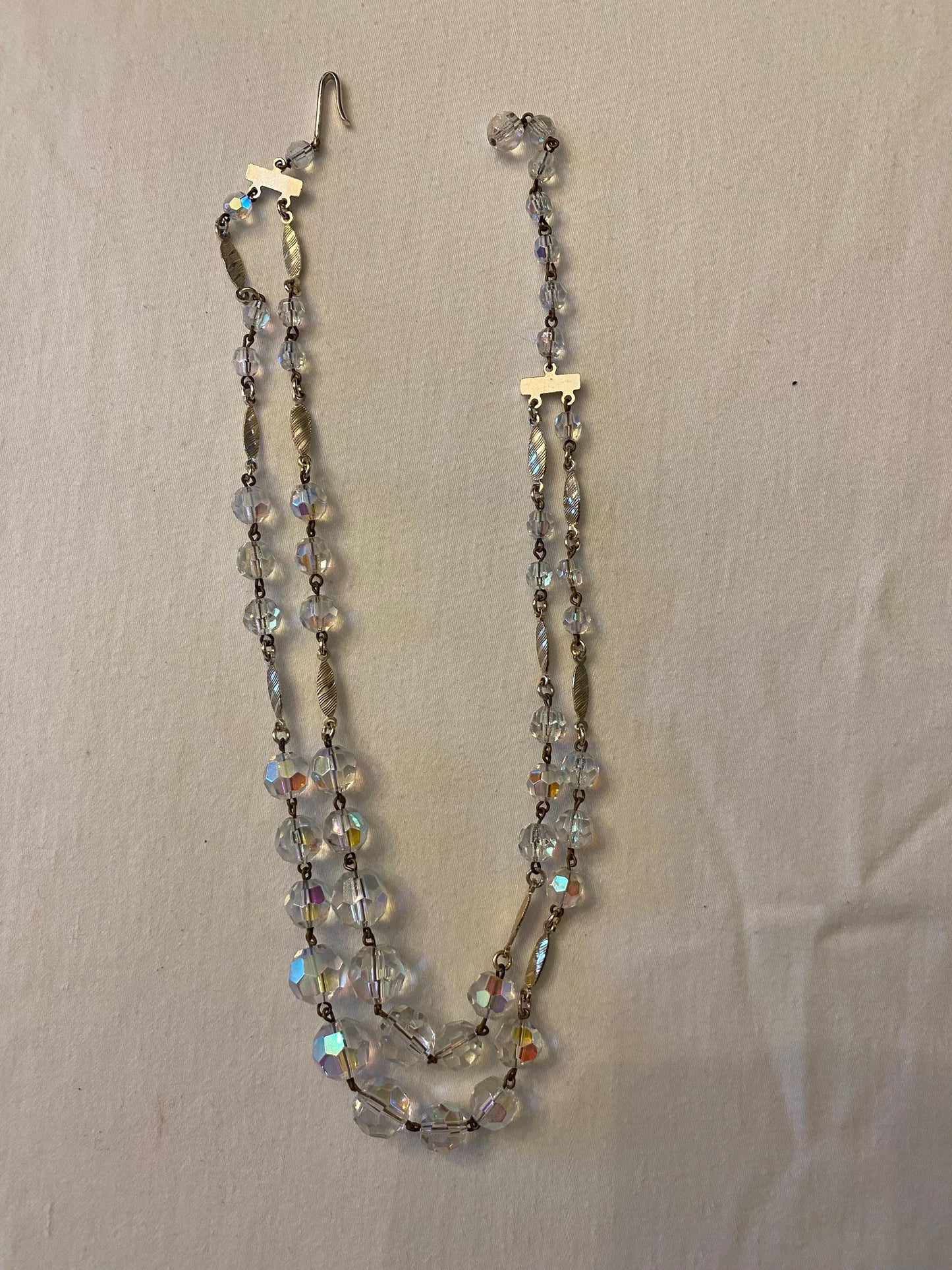 Vintage AB Crystal Necklace: Iridescent Multi Strand, Made in West Germany