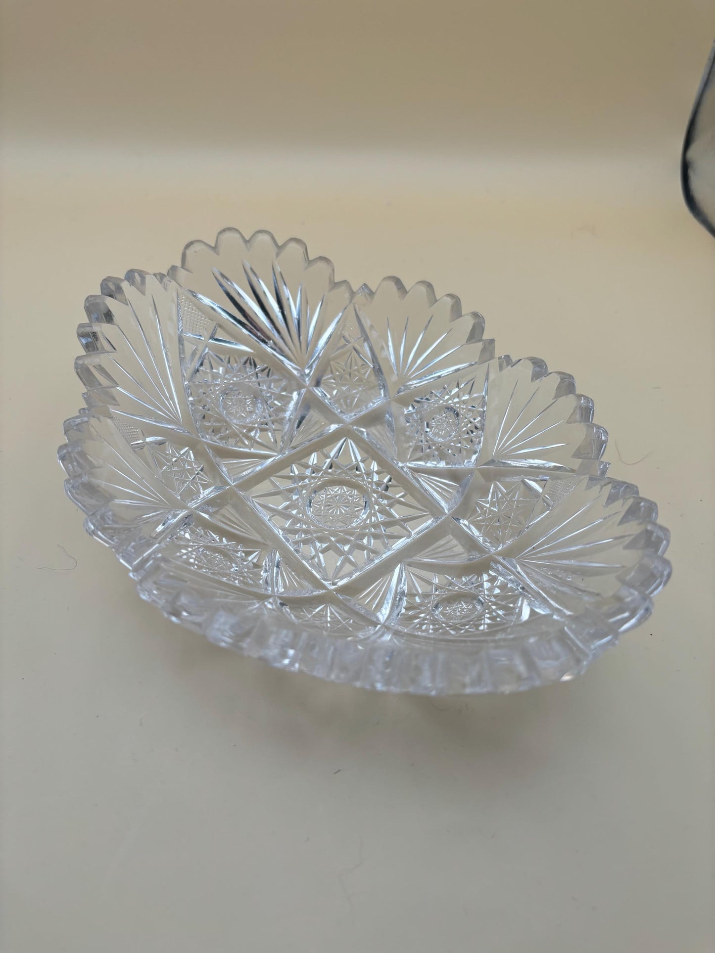 Antique American Brilliant Sawtooth Glass Candy Dish Crystal Glass Trinket Glass Nut Container Lover Antiques and Vintage