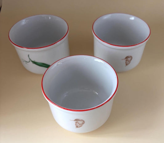 Ancap Espresso Cups Set of 3, Porcelain Sonoma Italy, Italian Ramekins, Italy Porcelain Cup