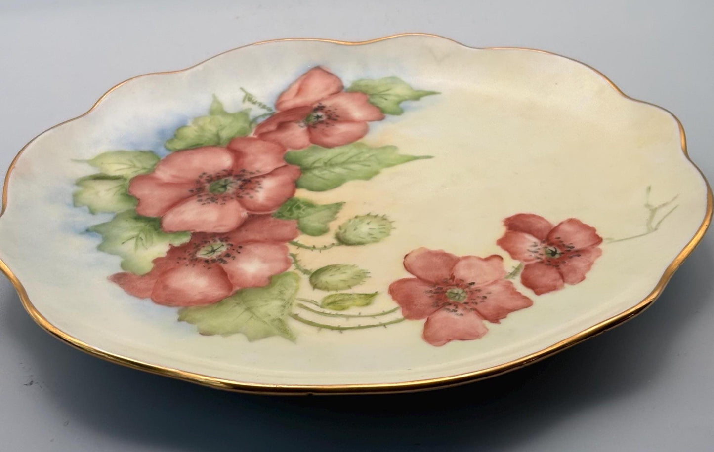Antique Limoges Hand Painted Poppy Floral Plate, Lover Antiques and Vintage