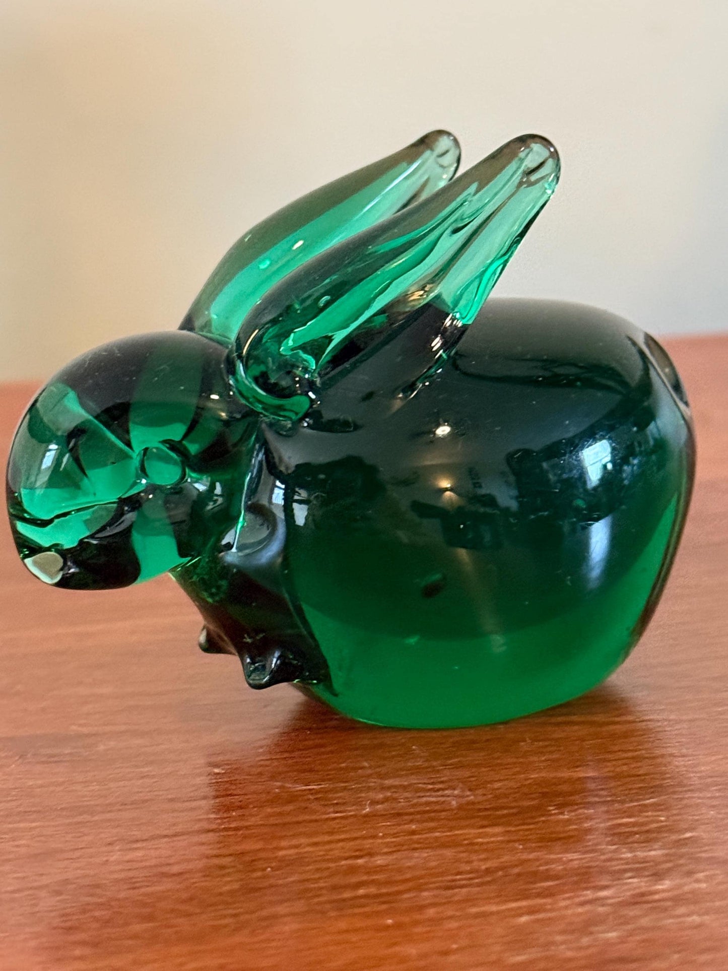 Vintage Fenton Emerald Glass Rabbit Bunny Glass Art Lover Antiques and Vintage