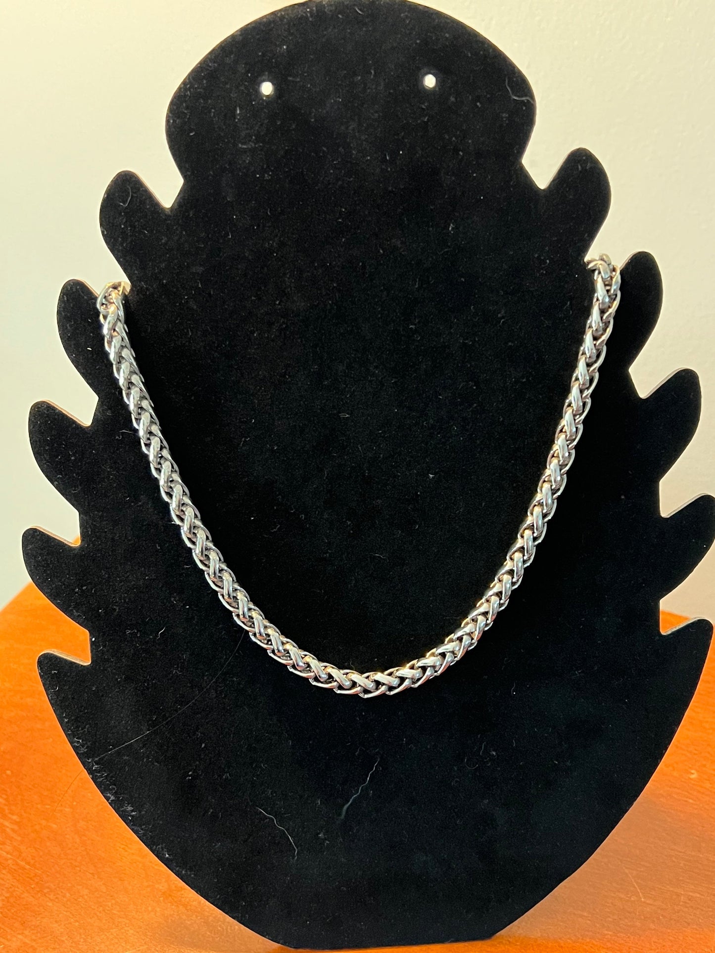 Vintage Solid Necklace 8 3/4 long jewelry in silver stainless steel