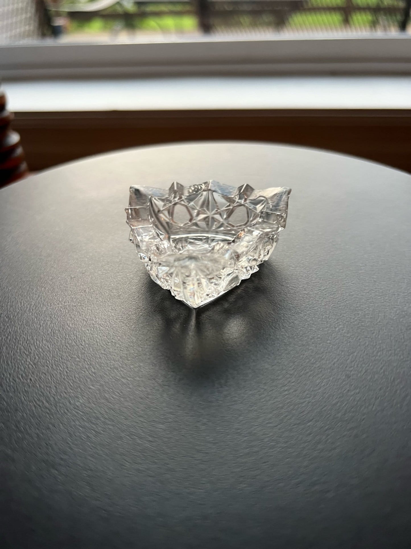 Vintage Cut Crystal Triangle Dish: Toothpick or Sugar Holder