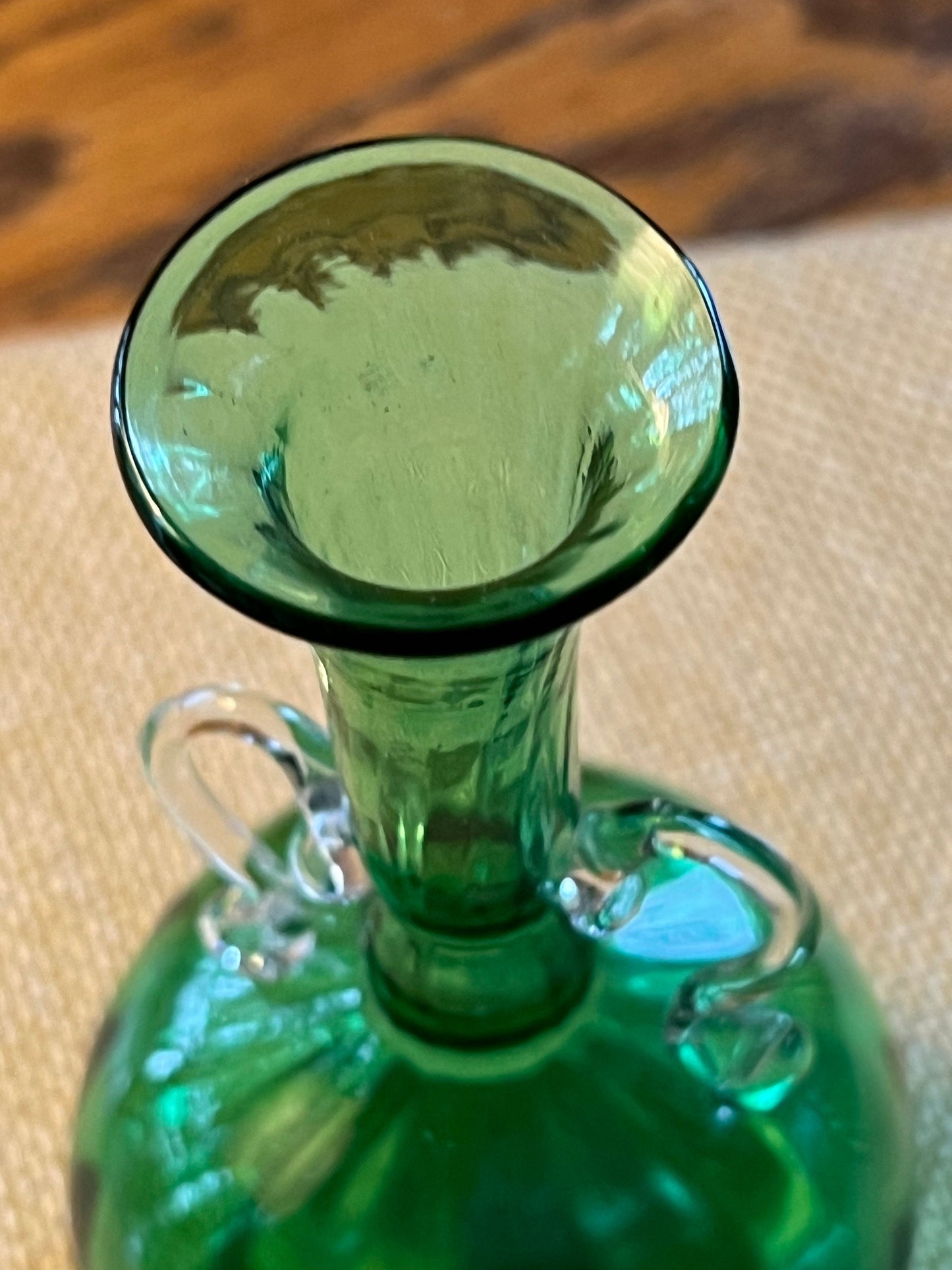 Vintage Emerald Green Mini Pitcher Vase with Elegant Arms Lover Antiques and Vintage