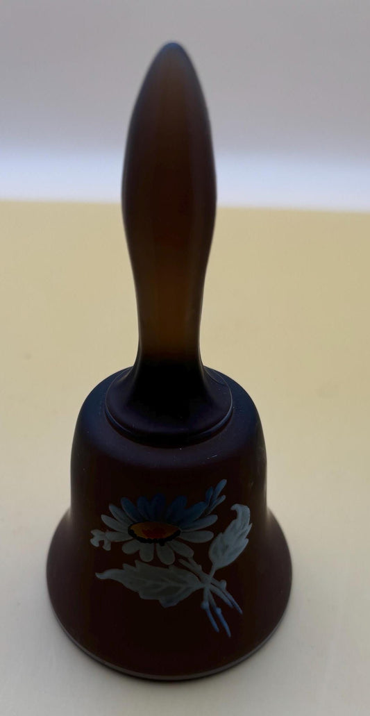 Vintage Westmoreland Black Satin Glass Bell with Hand Painted Floral Design Lover Antiques and Vintage