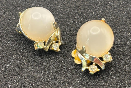 Vintage Coro Pearl & Rhinestone Earrings Lover Antiques and Vintage