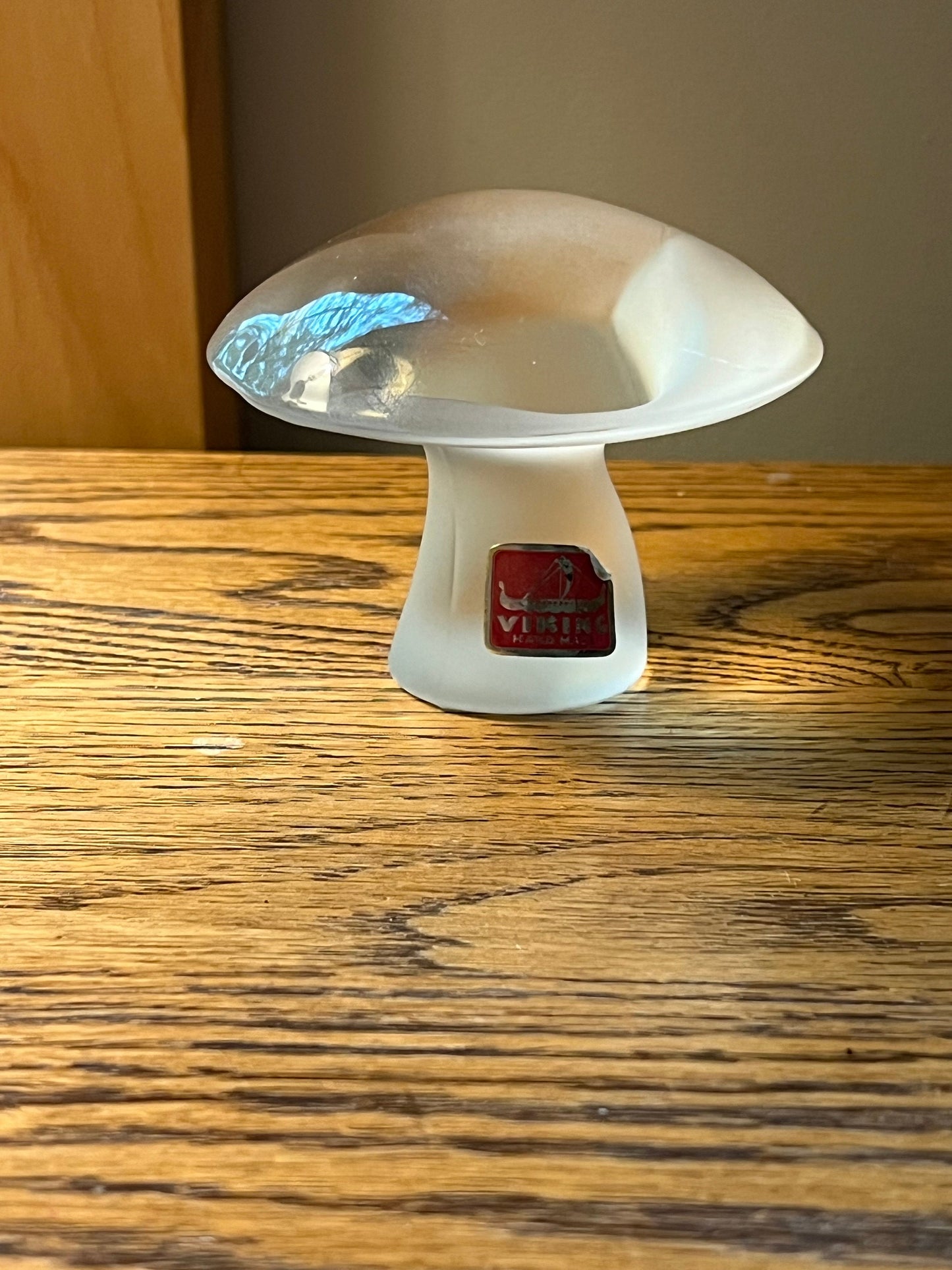 Vintage Viking Mushroom Glass Art Frosted Mushroom Figurine Lover Antiques and Vintage