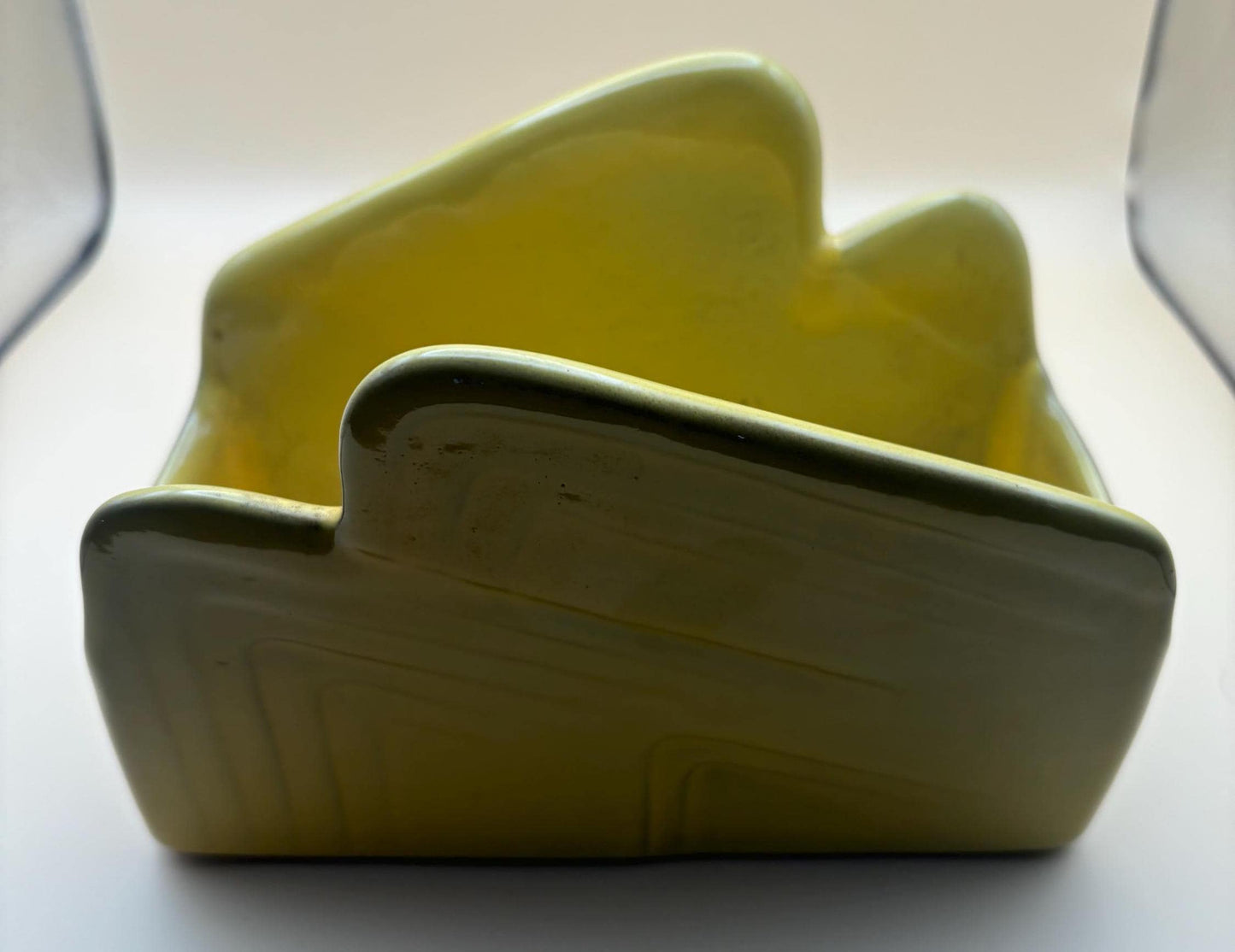 Vintage Frankoma Pottery Napkin Holder Number 264 Autumn Yellow Lover Antiques and Vintage