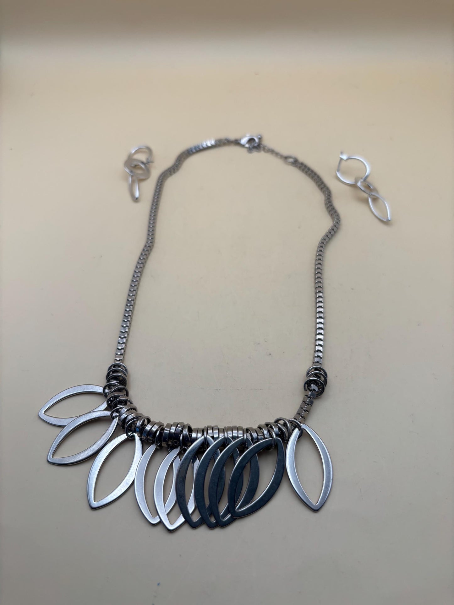 Silver Multi Leaf Necklace and Earrings Set | Lover Antiques and Vintage Jewelry Gift for Her, Silver Leaf Jewelry, Unique Gift for Women