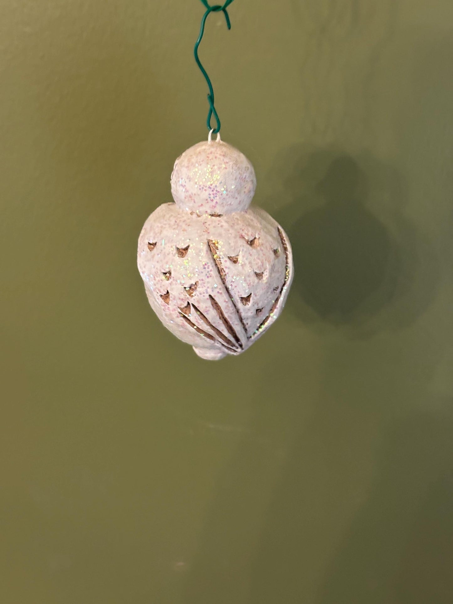 Owl Ornament Figurine | White Resin Owl with Glitter Detailing, Gift for Her, Hallmark Style Holiday Decor