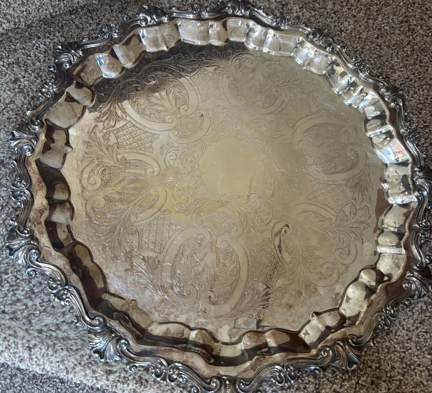 Antique Sheridan Silver Plate on Copper Large Platter Numbered 3 Lover Antiques and Vintage