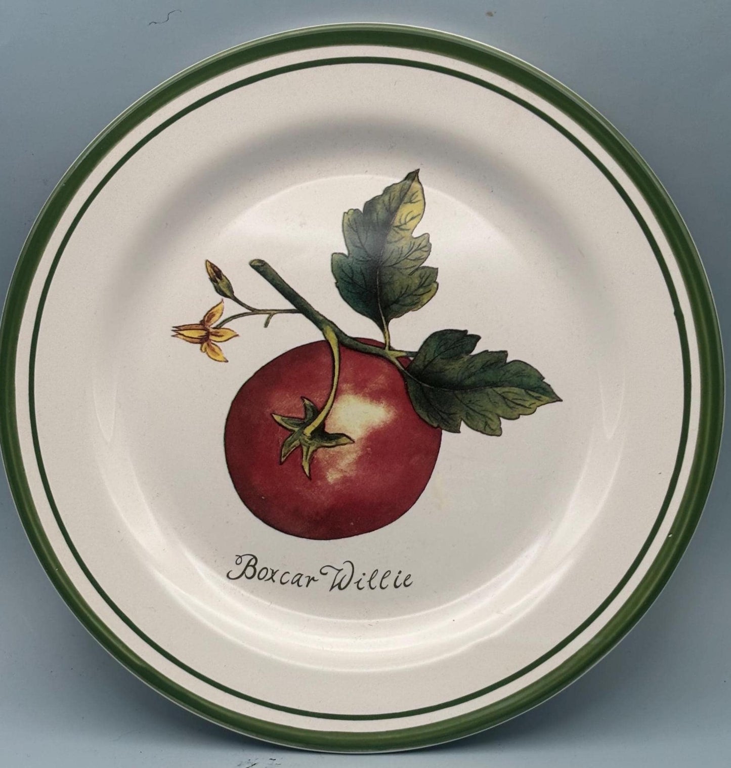 Williams Sonoma Heirloom Tomatoes Collectible Plate, Yellow Ruffled, Tree Tomato, Boxcar Willie, Lover Antiques and Vintage
