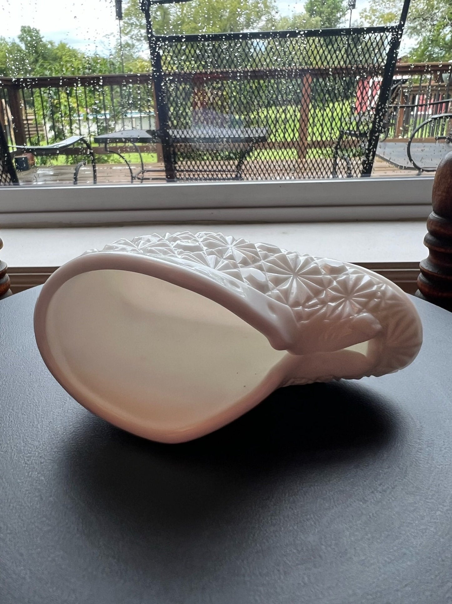 Vintage Fenton Milk Glass Baby Bootie: Daisy and Button Pattern