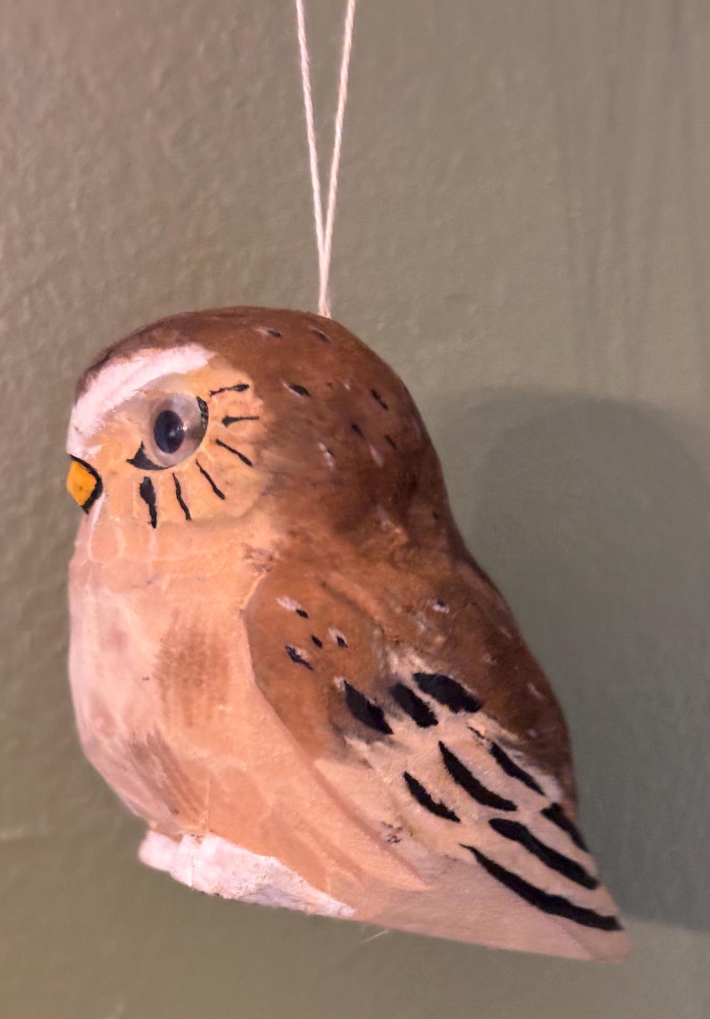 Vintage Hand Carved and Hand Painted Owl Figurine Ornament Lover Antiques and Vintage