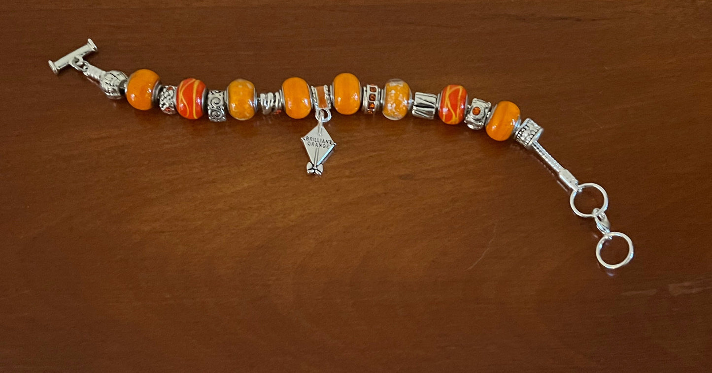 Charm bracelet Willabee and Ward jewelry orange love Valentine’s Day Gift kite charms beads