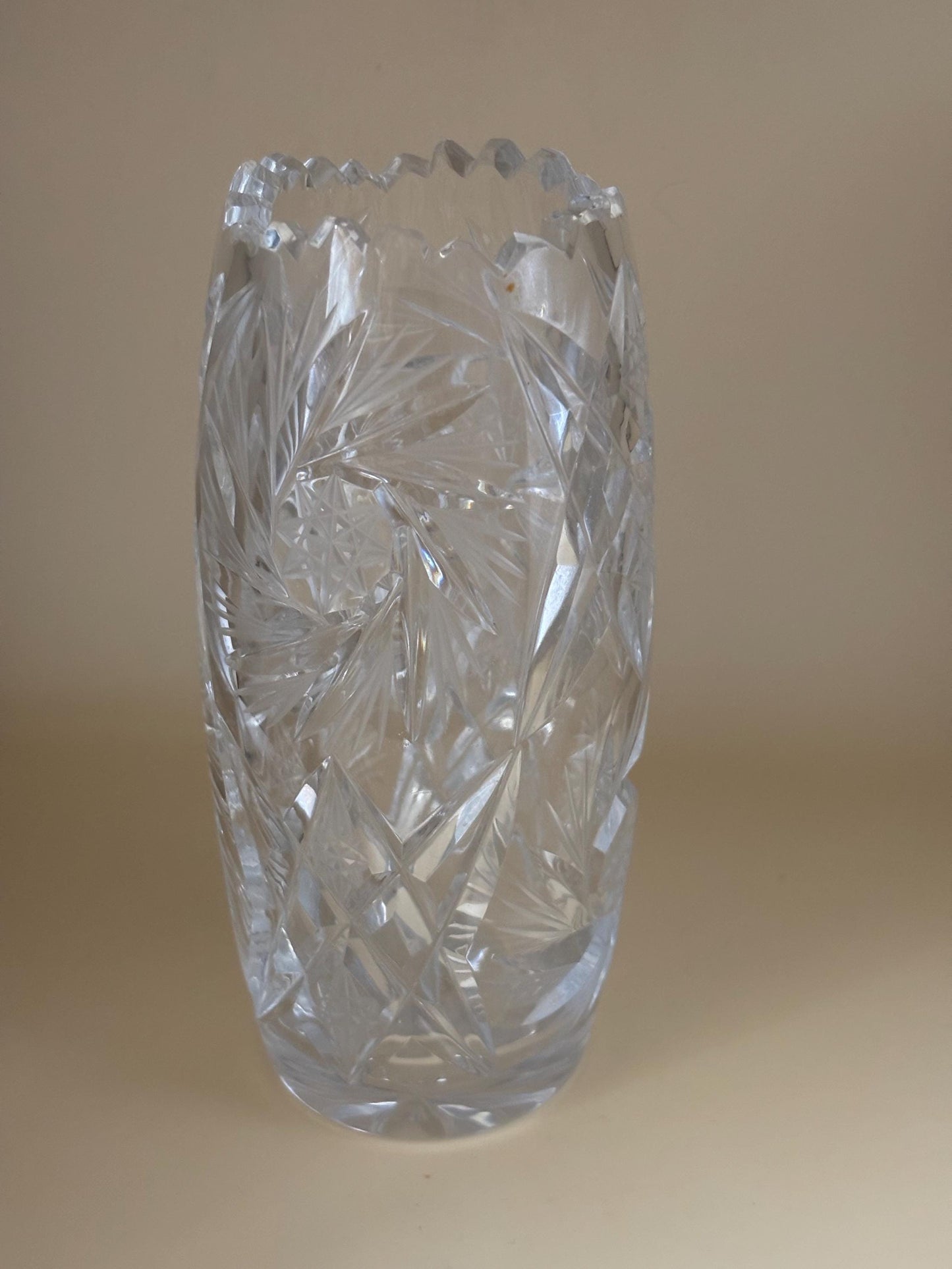Antique Sawtooth Crystal Bud Vase, Bohemian Star Cut Glass, Lover Antiques and Vintage