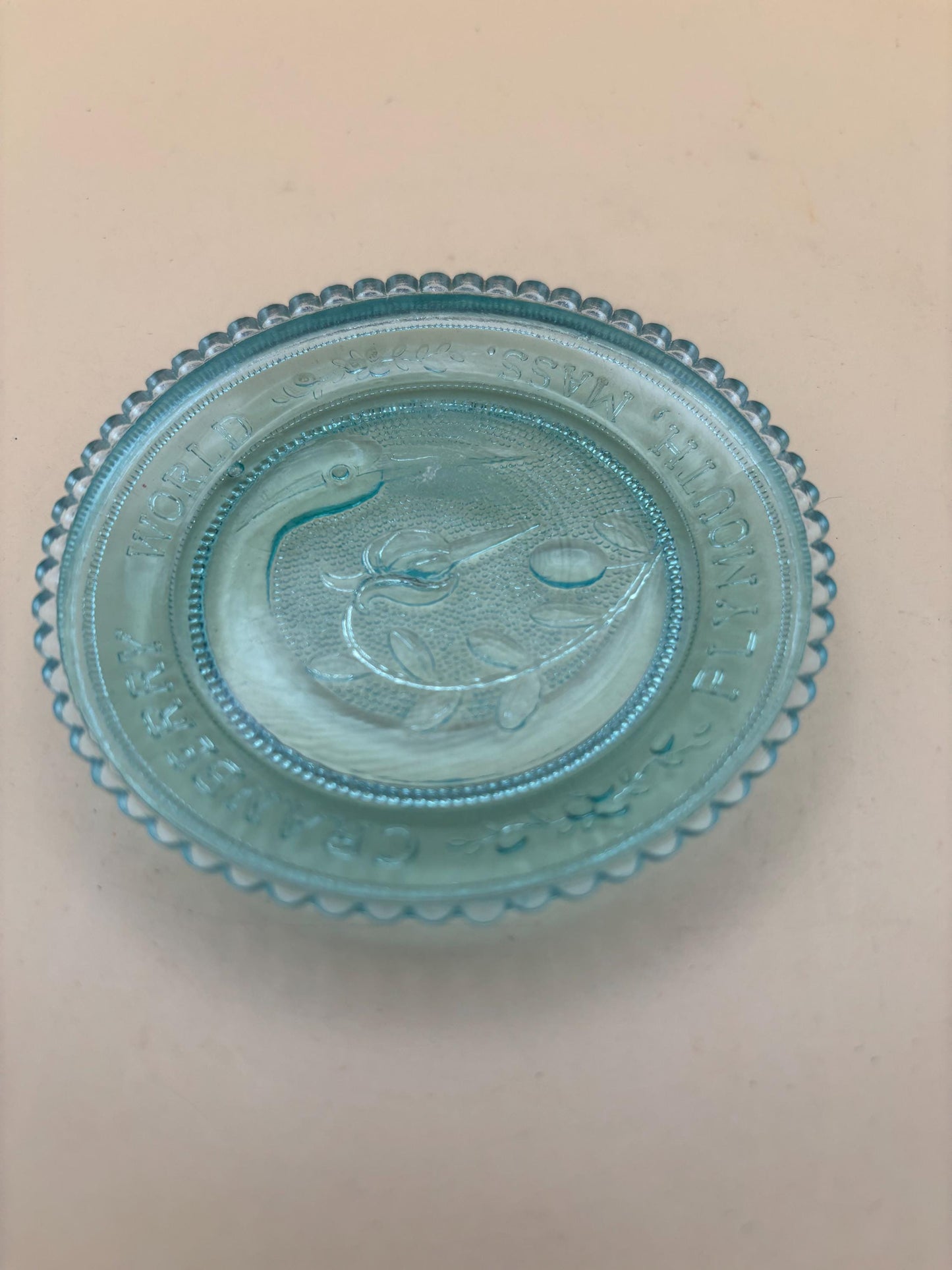 Vintage Cranberry World Glass Dish Candy Bowl Dresser Tray Lover Antiques and Vintage