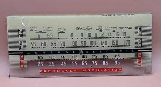GE Radio Glass Fronts, General Electric Model J-62 Tube Radio Dial, Replacement Part