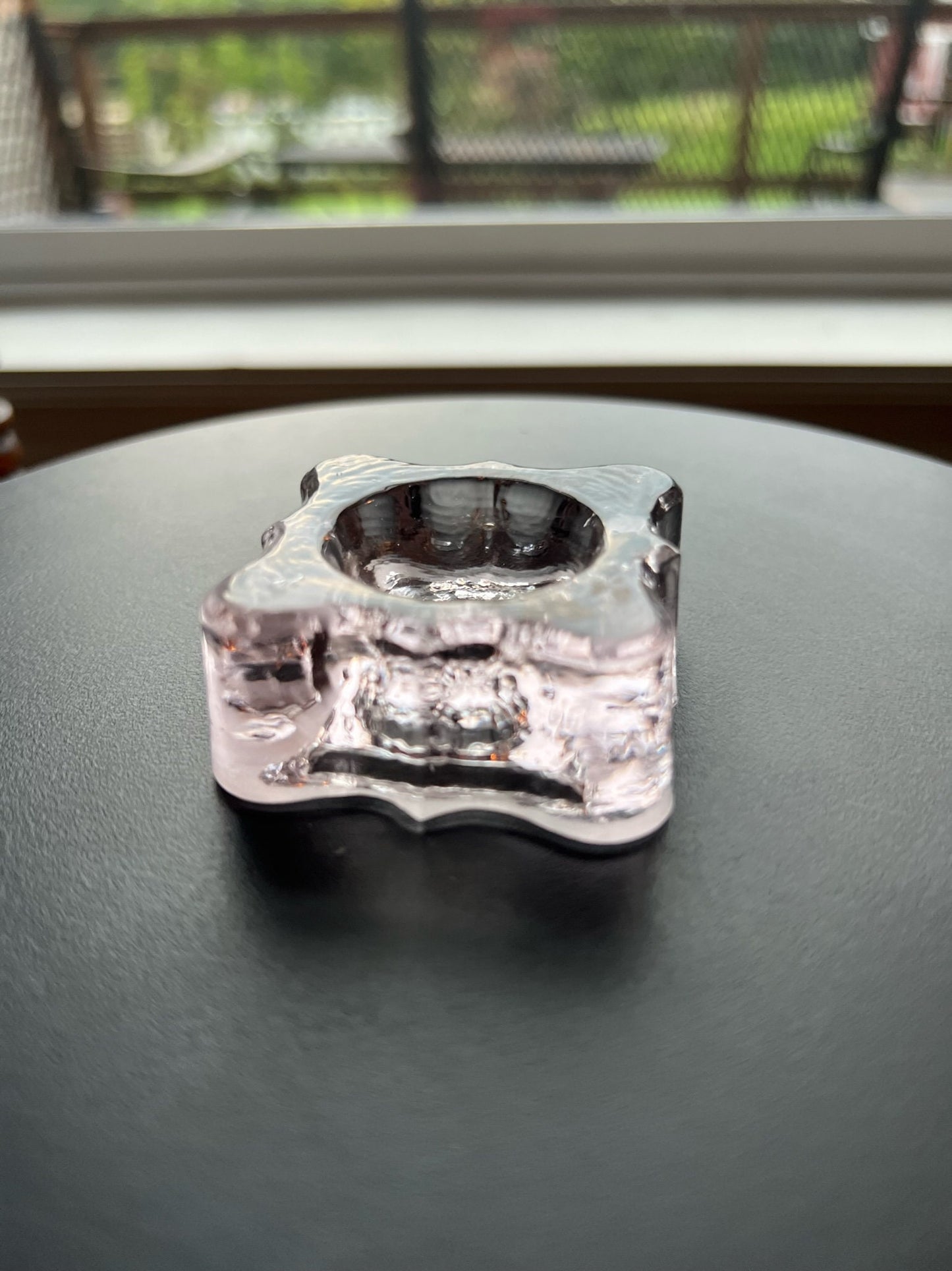 Vintage Pink Glass Salt Cellar: Hand Pressed Small Dish