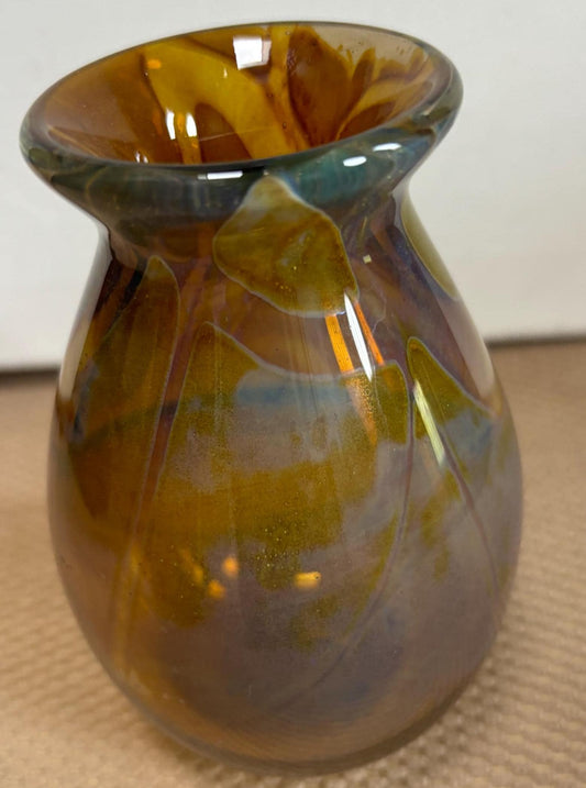Vintage Hand Blown Vase: Signed D'Donnoa '76, Mountain Visions