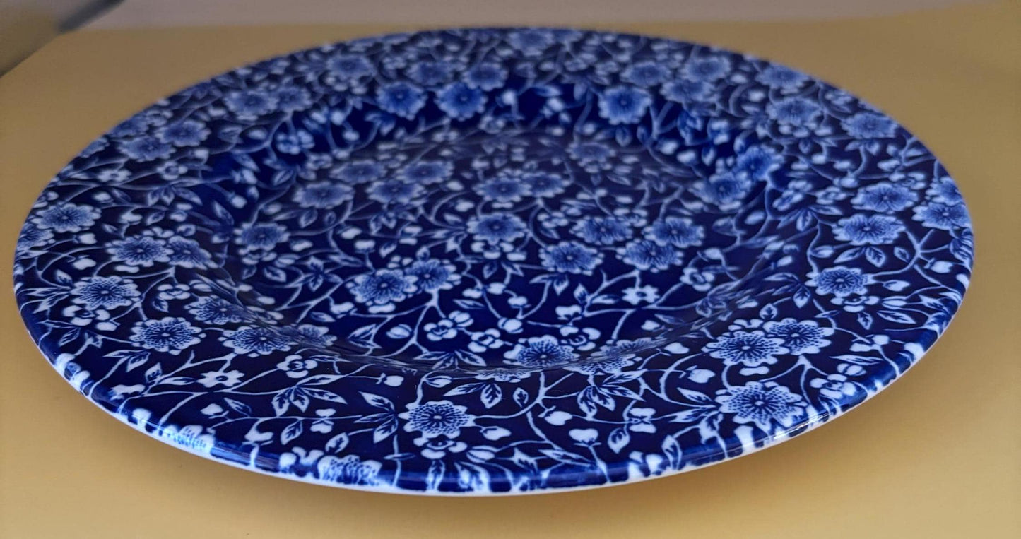 Vintage CALICO Blue Flower Dinner Plates Royal Crownford Ironstone England Blue and White Floral Transferware Lover Antiques