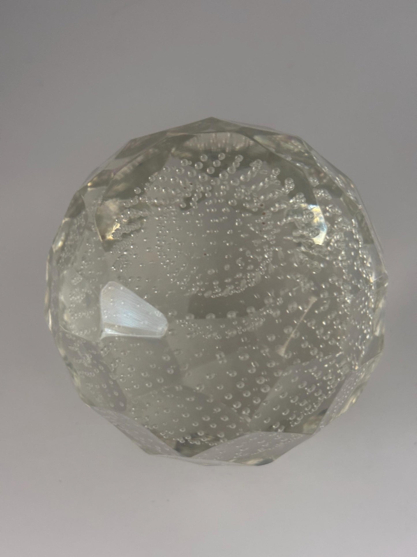 Vintage Murano Crystal Bullicante Glass Paperweight with Controlled Bubbles 3 Inch Diameter Art Deco