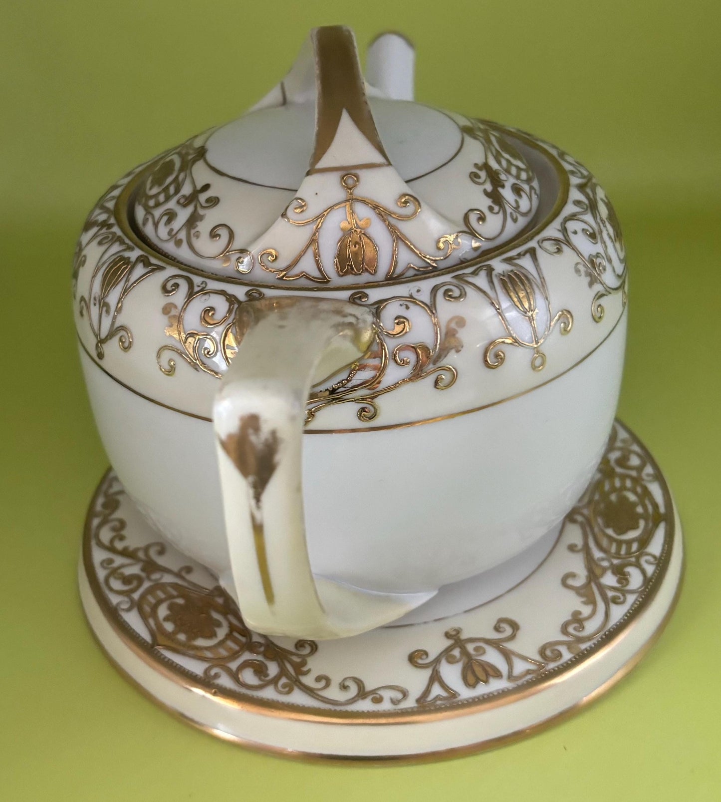 Vintage Noritake Porcelain Tea Pot with Lid and Matching Trivet Made in Japan Lover Antiques and Vintage