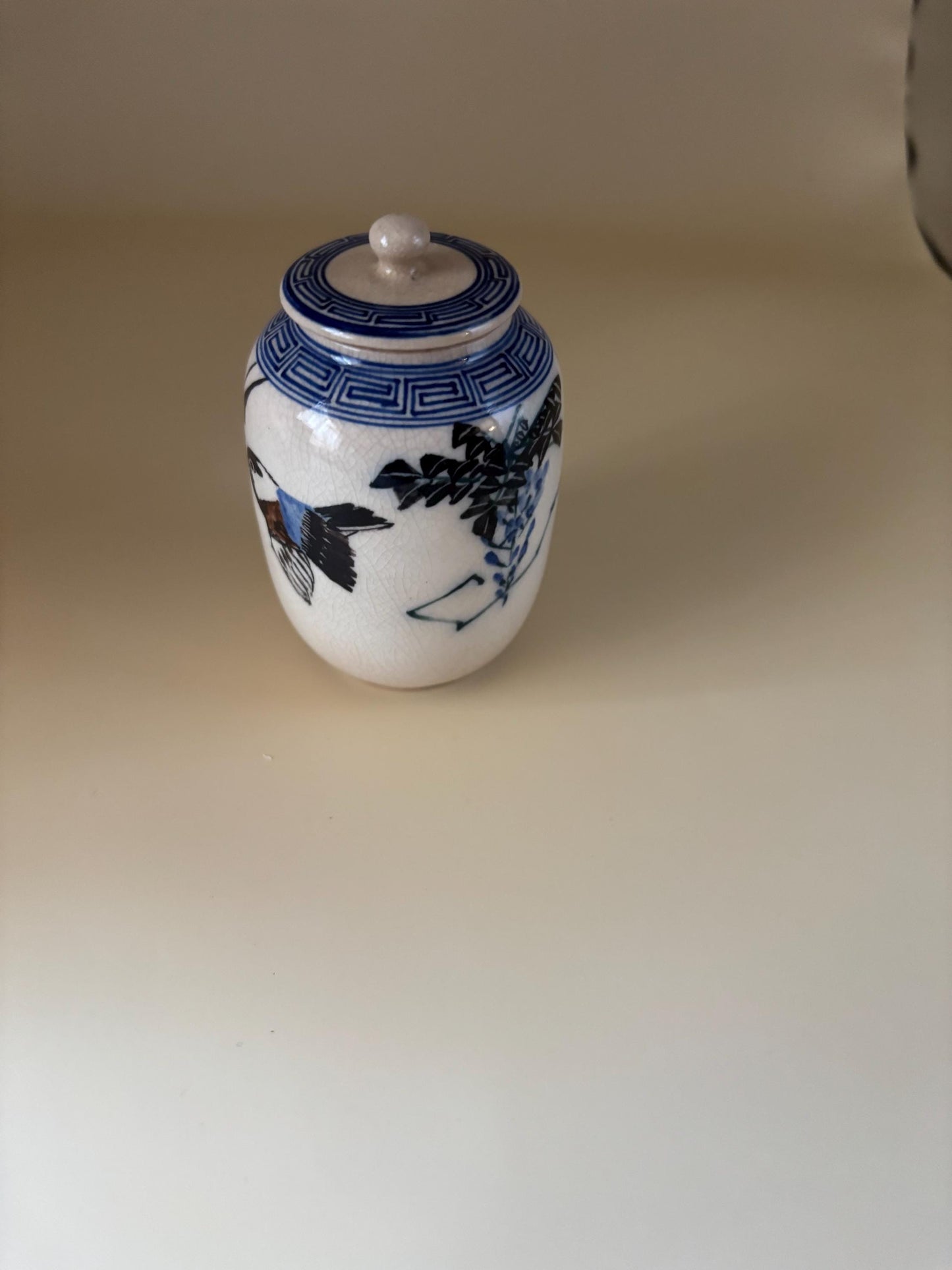 Antique Meiji Japanese Ginger Jar: Cobalt Blue & White Porcelain
