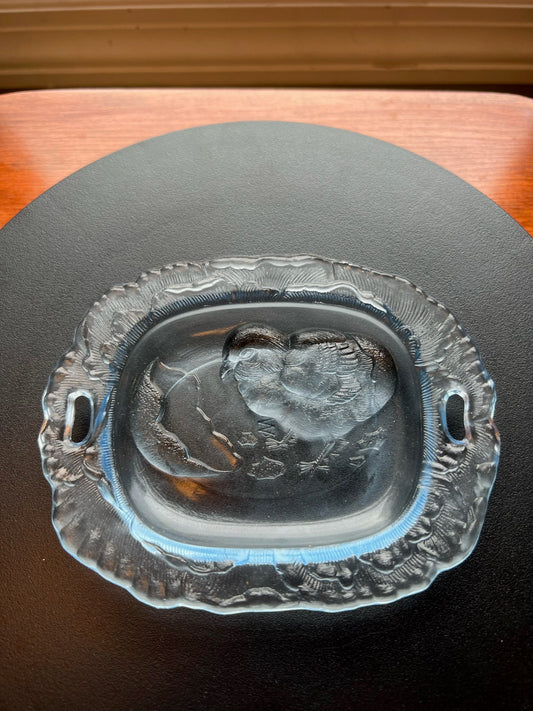 Vintage Pressed Glass Chick Plate: Emerging from Egg Design, 4" Small Plate