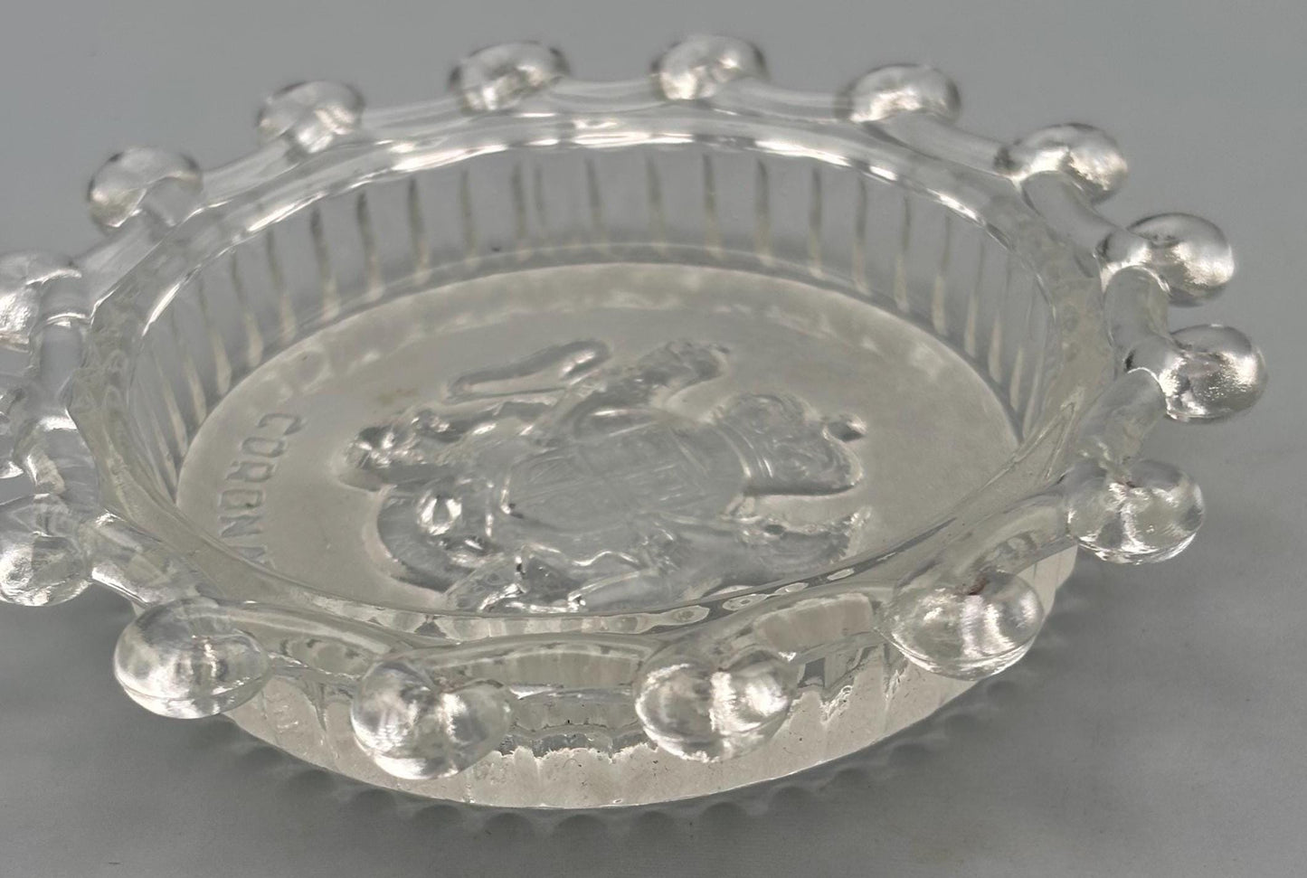 Vintage Queen Elizabeth Pressed Glass Coaster Pin Dish Glass Art Lover Antiques and Vintage
