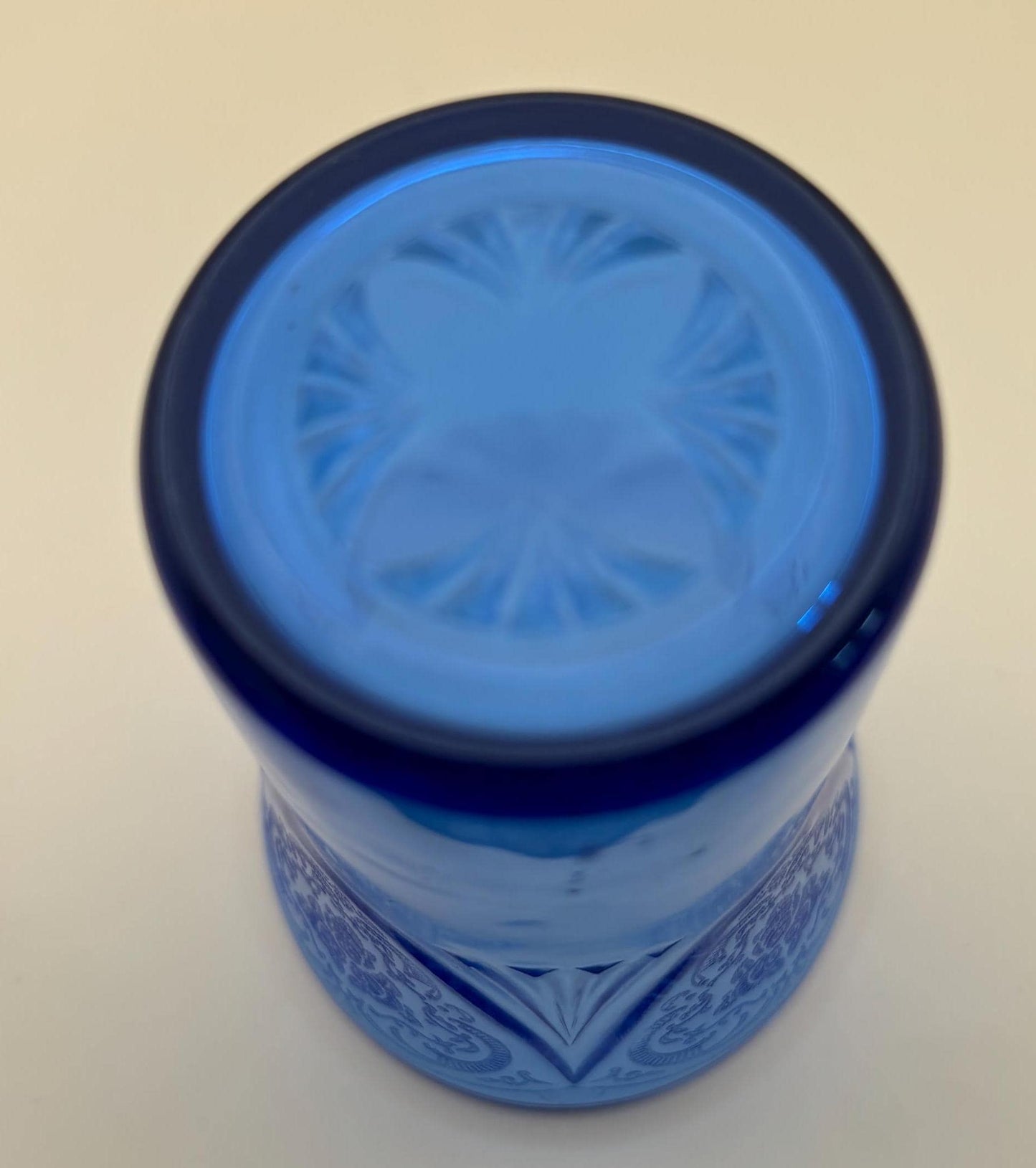 Vintage Cobalt Blue Lace Glass Tumbler Lover Antiques and Vintage