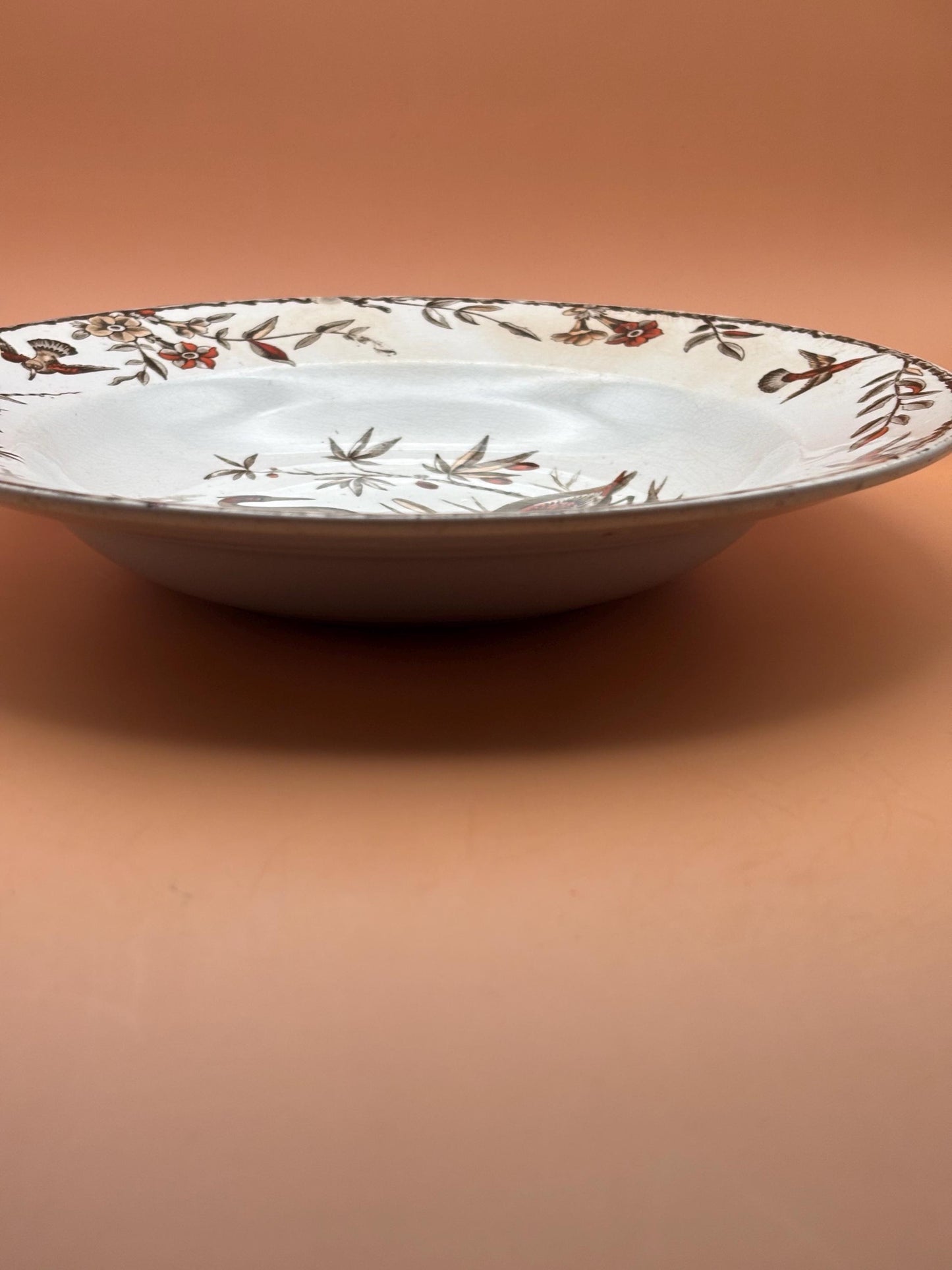 Antique Ridgeway Pottery INDUS Hand Painted Platter Flowers Soup Salad RARE Lover Antiques and Vintage