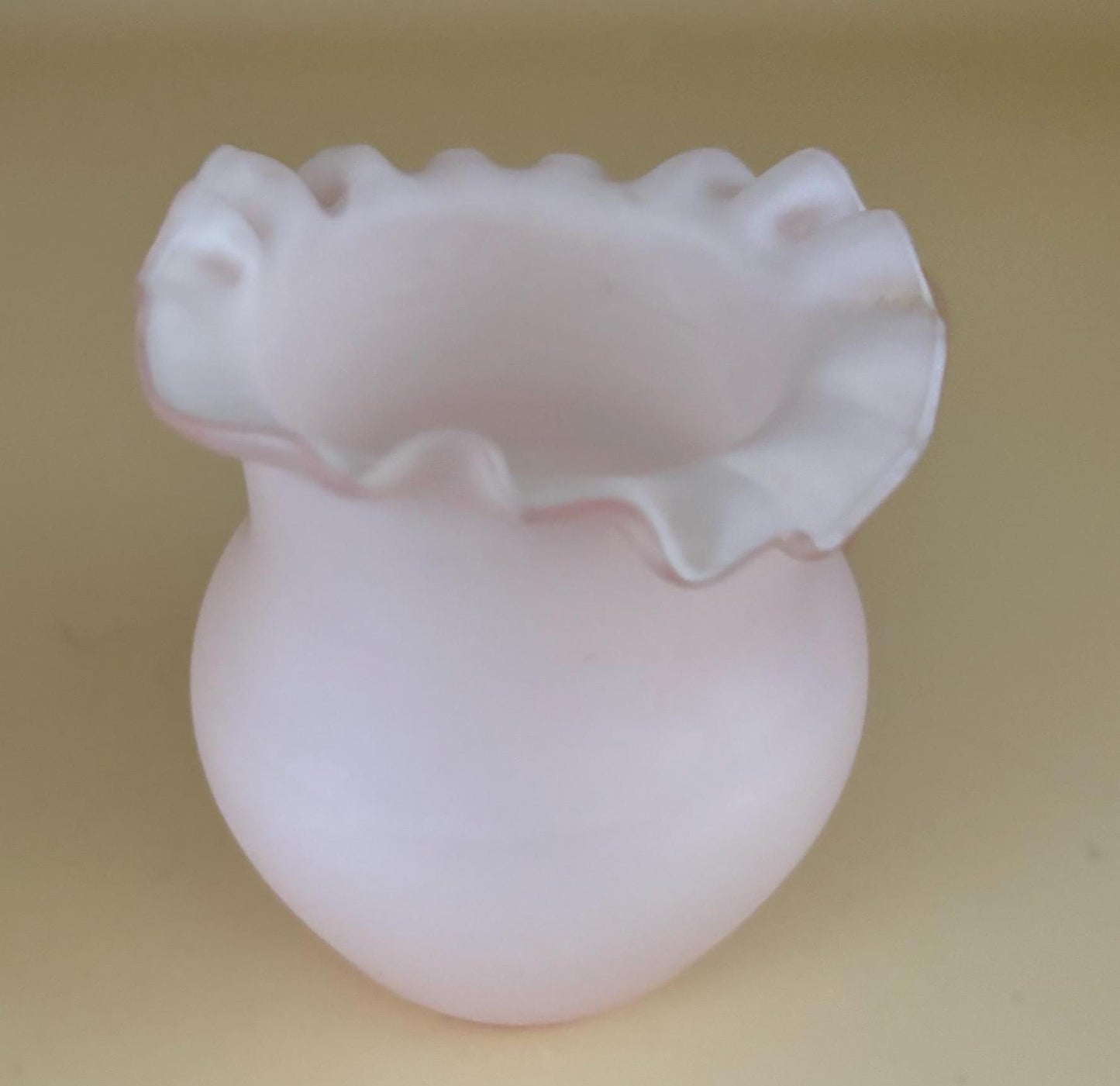 Antique Hobbs, Brockunier & Co. Pink Glass Ruffled Vase Light Pink Mini Pitcher with Handle Lover Antiques and Vintage