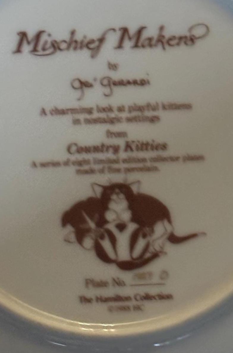 Hamilton Collection Cat Plate, Mischief Makers Cats, Number , Lover Antiques and Vintage