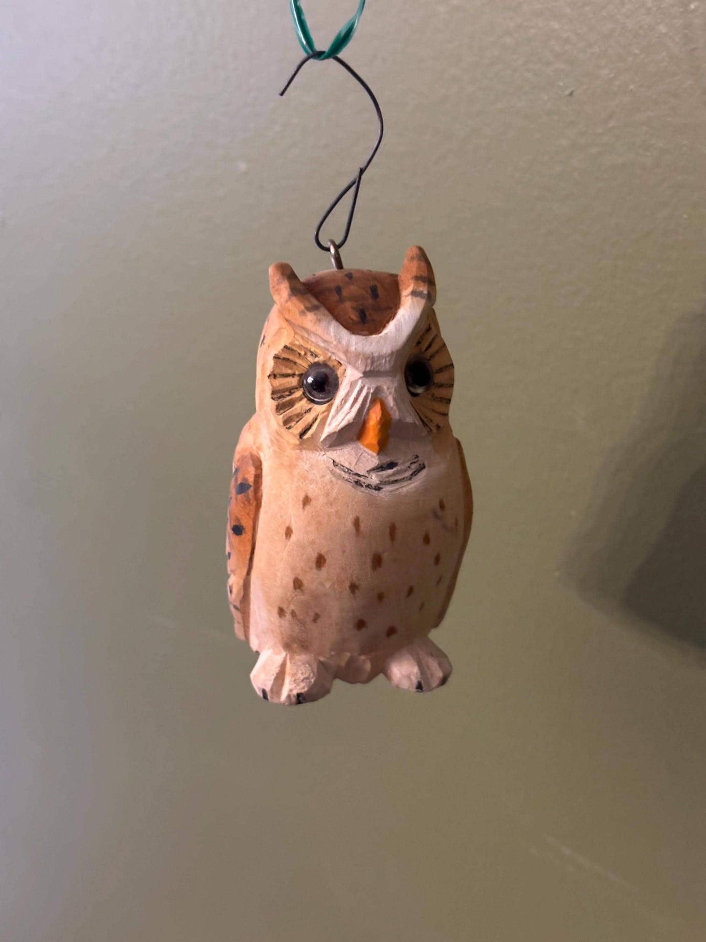 Vintage Hand Carved and Hand Painted Owl Figurine Ornament Lover Antiques and Vintage