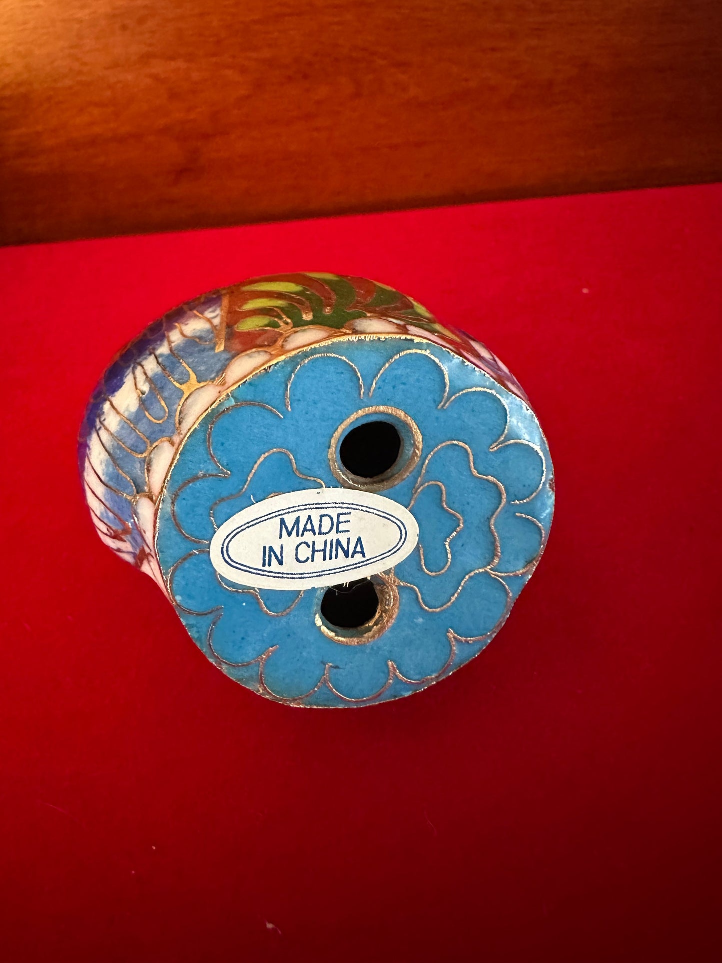 Vintage Cloisonné Enamel Owl Figurine: Cobalt Blue & Brass Base