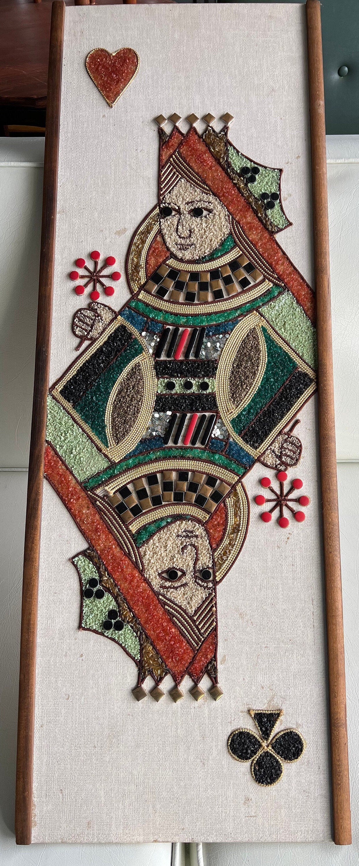 Vintage Queen of Heart + Clubs playing cards, circa 1960’s