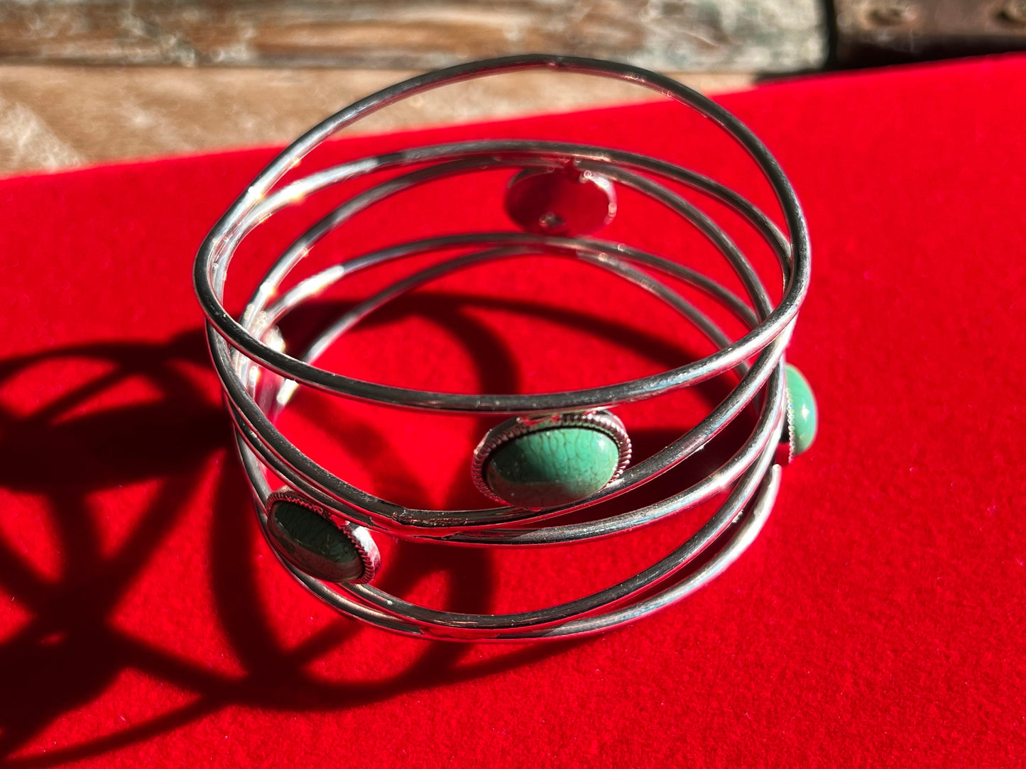 Vintage Silver and Turquoise Style Cuff Bracelet, Arm Bracelet,
