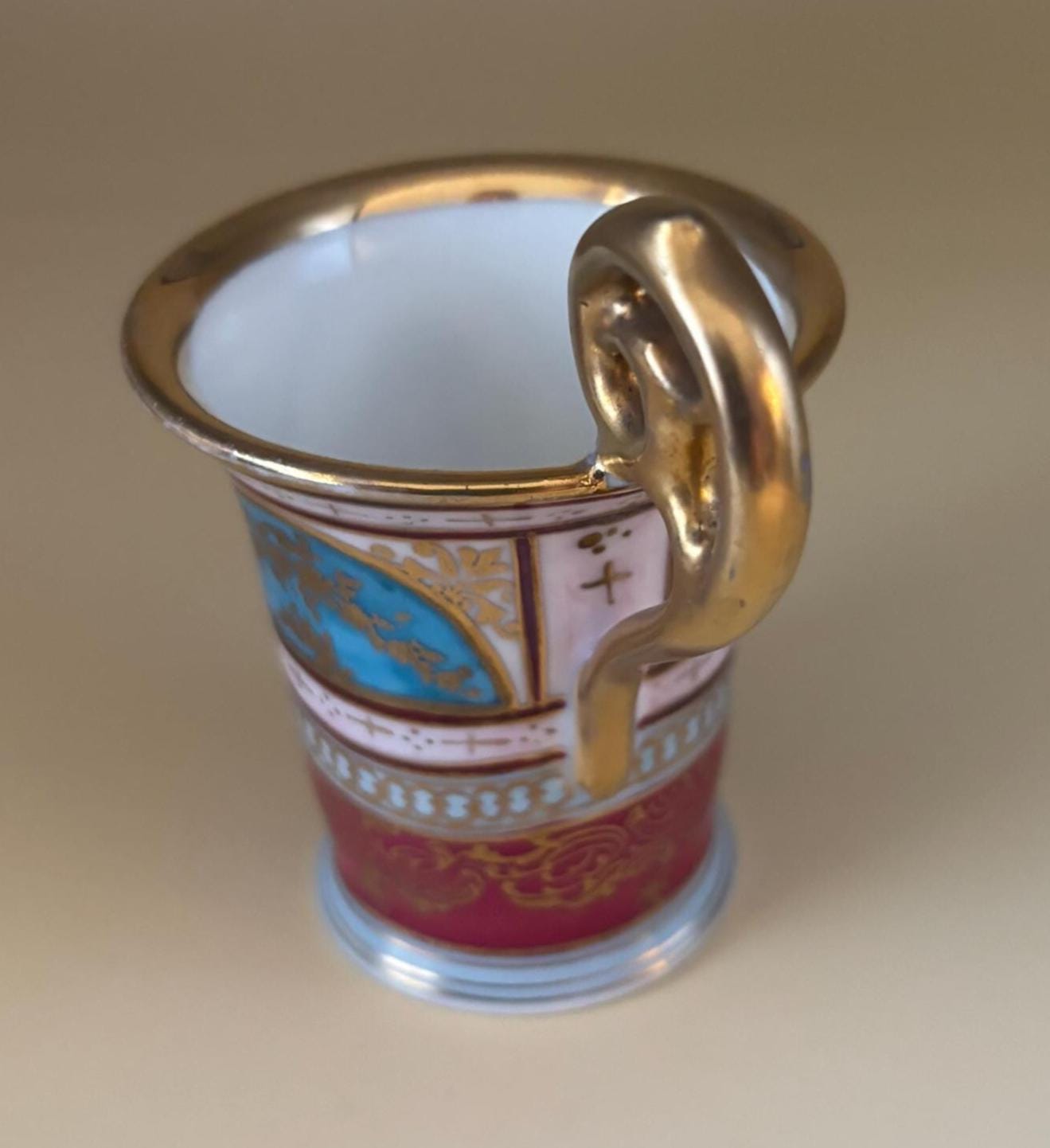 Antique French Napoleon Portrait Porcelain Cup, Demitasse Chocolate Fancy Mug, Ornate Gilded Handle