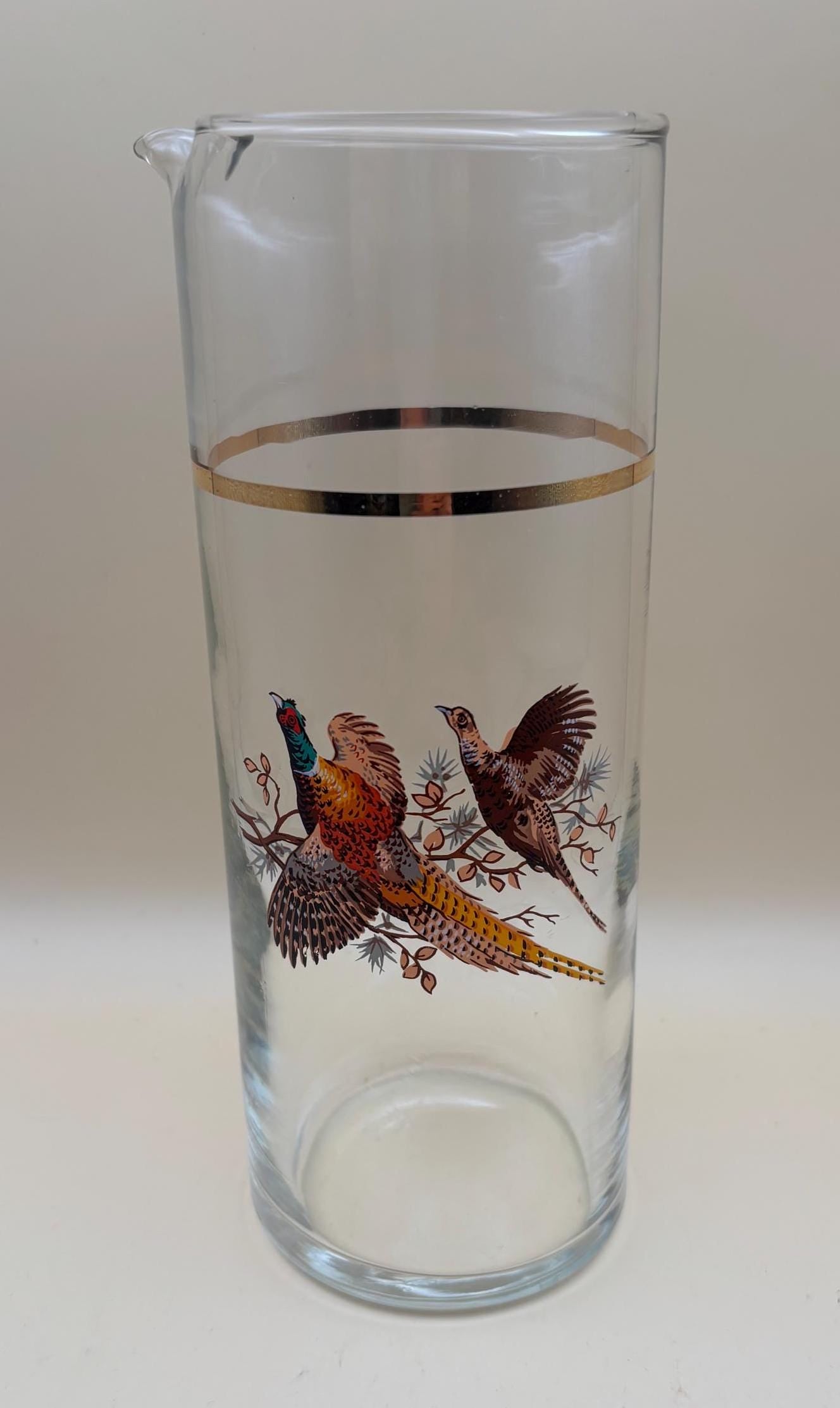 Vintage Princess House Pheasant Martini Glass Pitcher Drink Mixer Tall Pitcher Lover Antiques and Vintage