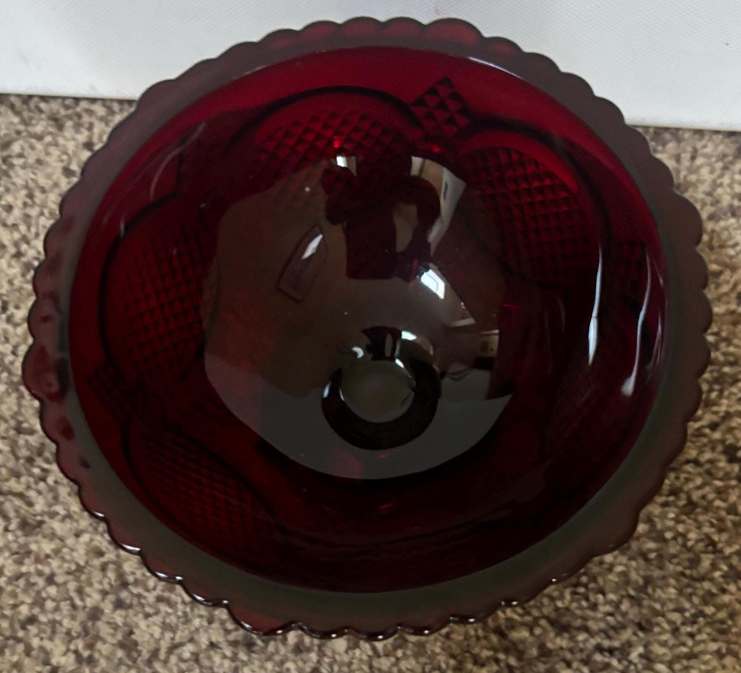Avon Cape Cod Candy Dish Bowl Ruby Red Glass Lover Antiques and Vintage
