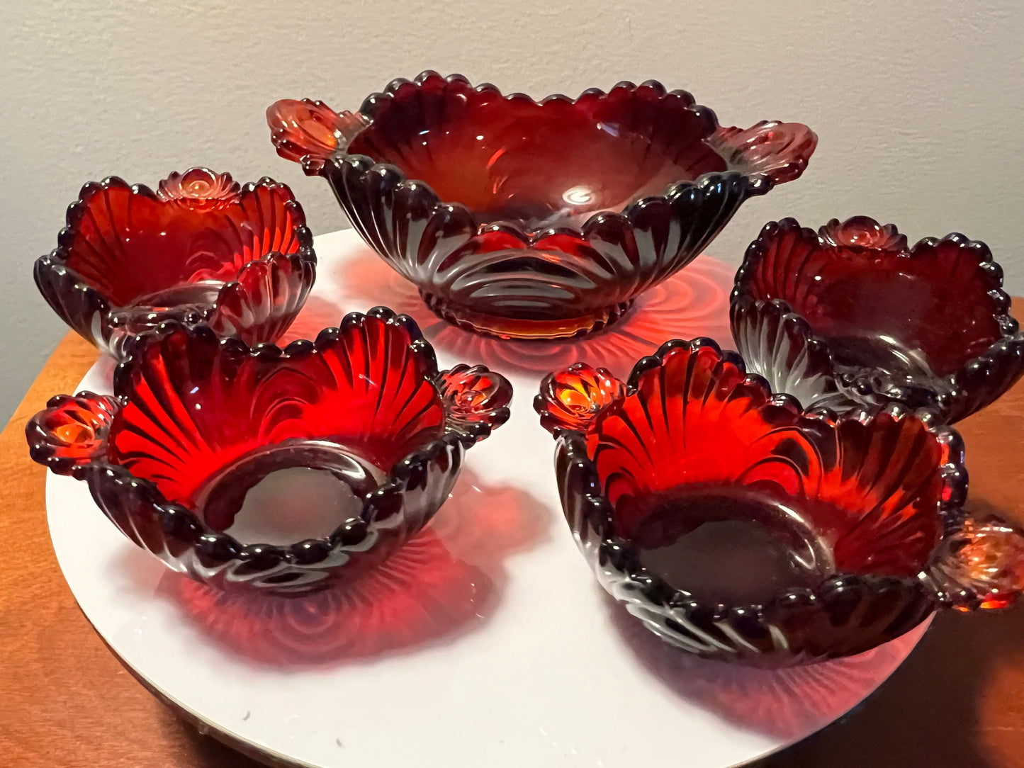 Vintage Red Amberina Glass Art Bowls Summit Art Small Glass Collection Lover Antiques & Vintage