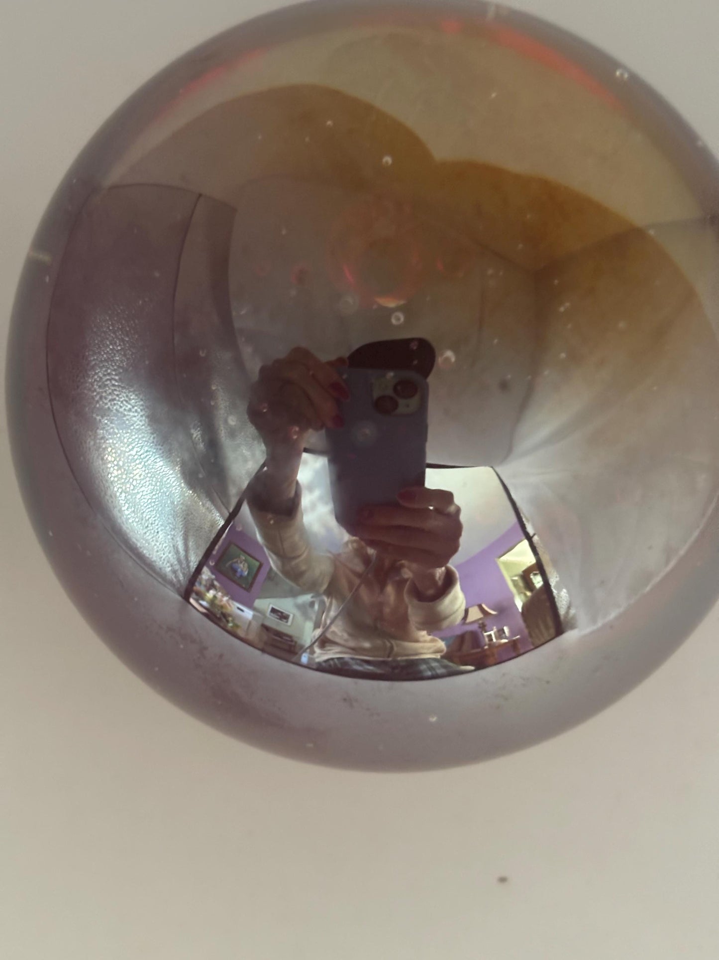 Vintage Barbini Murano Style Bubble Glass Paperweight 1970s Italian Art Glass Purple Blue