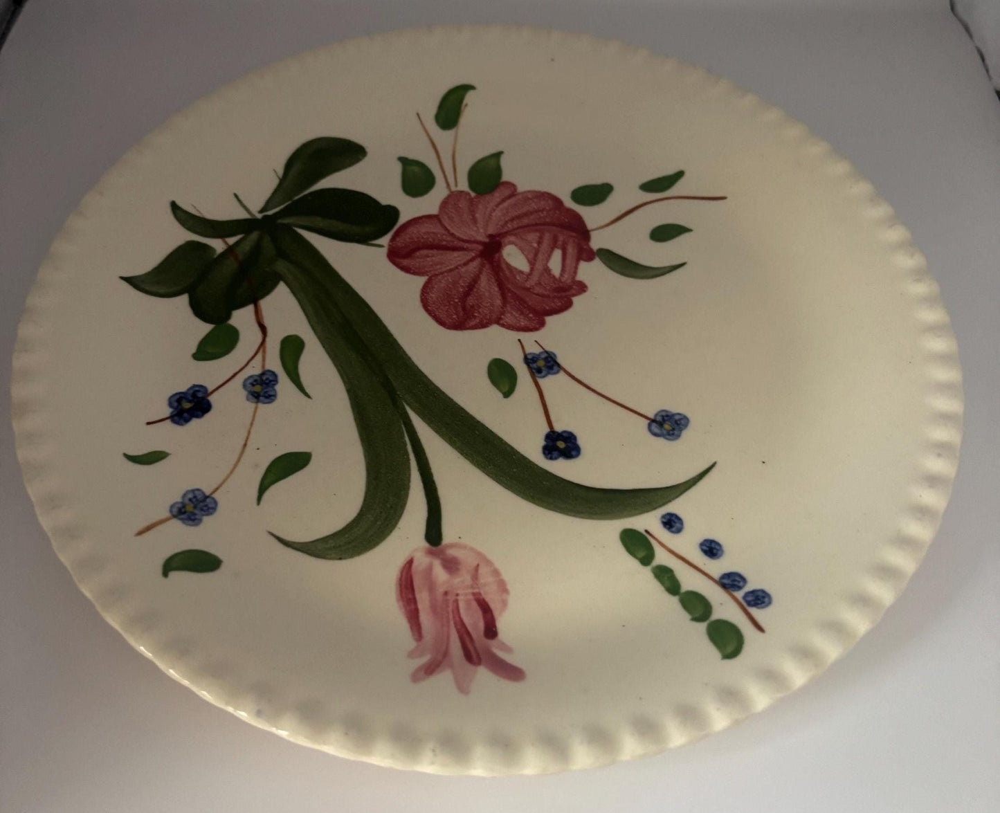 Blue Ridge Blue Bell Bouquet Plate, by Southern Pottery, Circa 1930's, Lover Antiques and Vintage