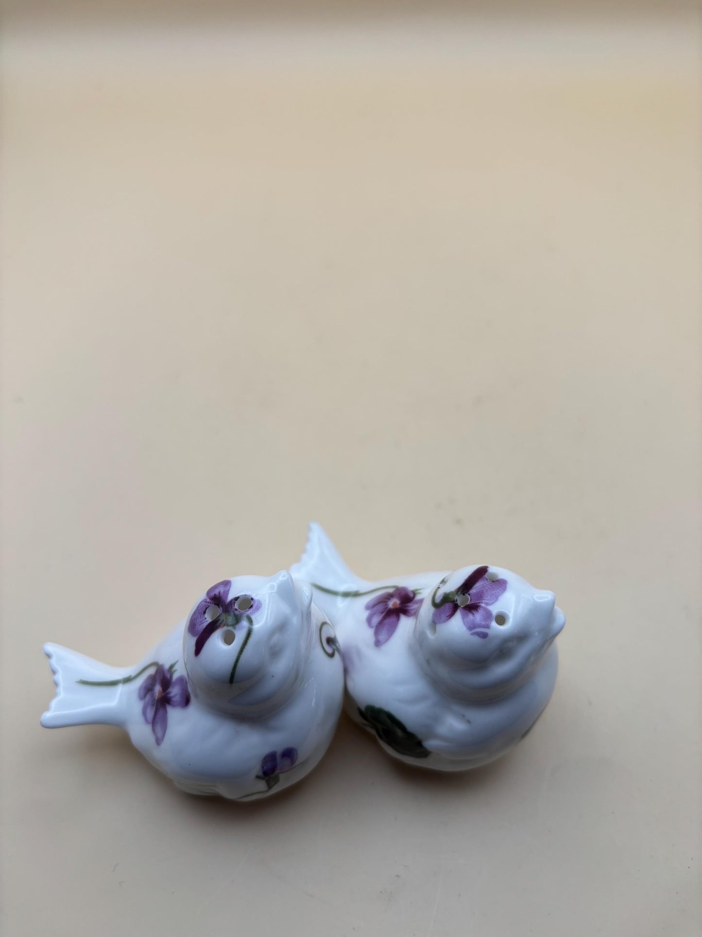Vintage Hammersley Fine Bone China Bird Salt & Pepper Shakers Hand Painted Victorian Violets Lover Antiques and Vintage